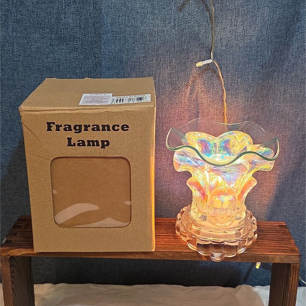 Iridescent Glass Hibiscus Electric Wax Warmer Fragrance Lamp - Picture 7 of 16